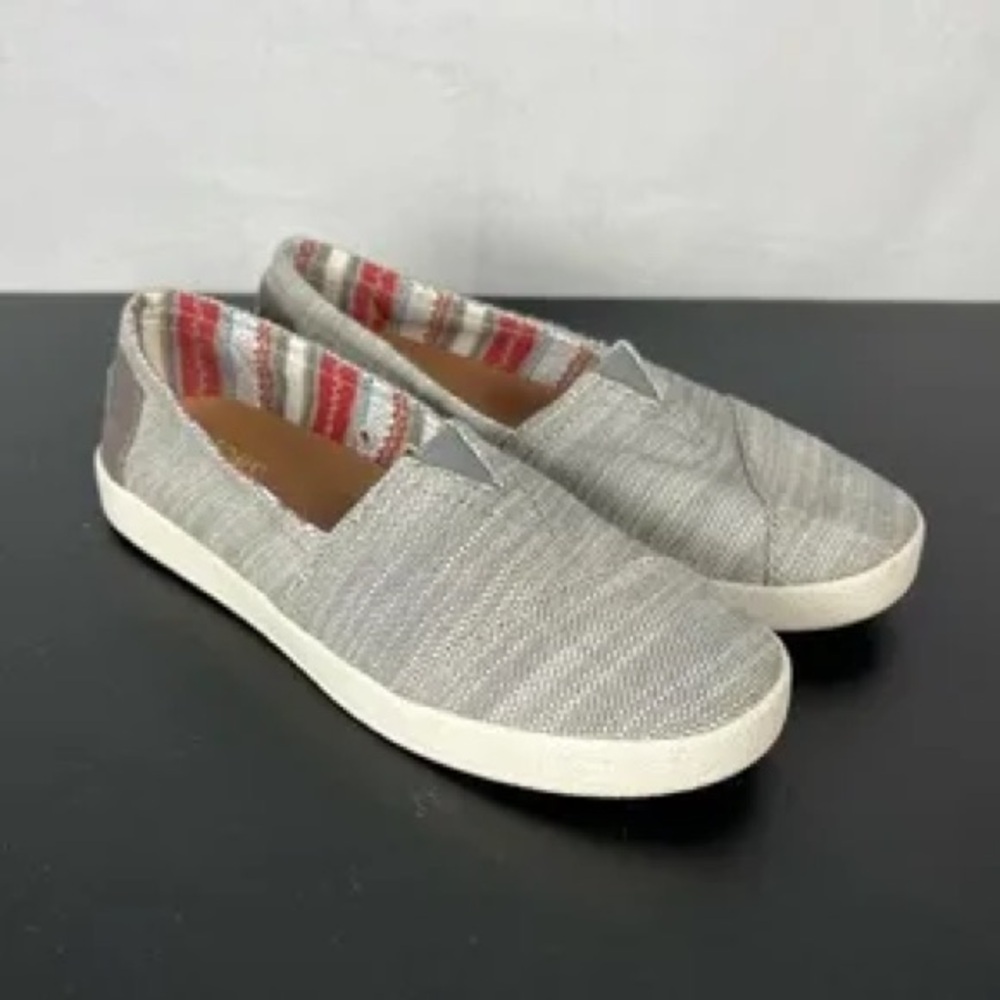 Toms Charcoal Slip-Ons with Pink Lining
